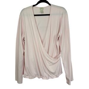 J. Jill Pink Deep V-Neck Faux Wrap Crossbody Tunic Top XL Tall